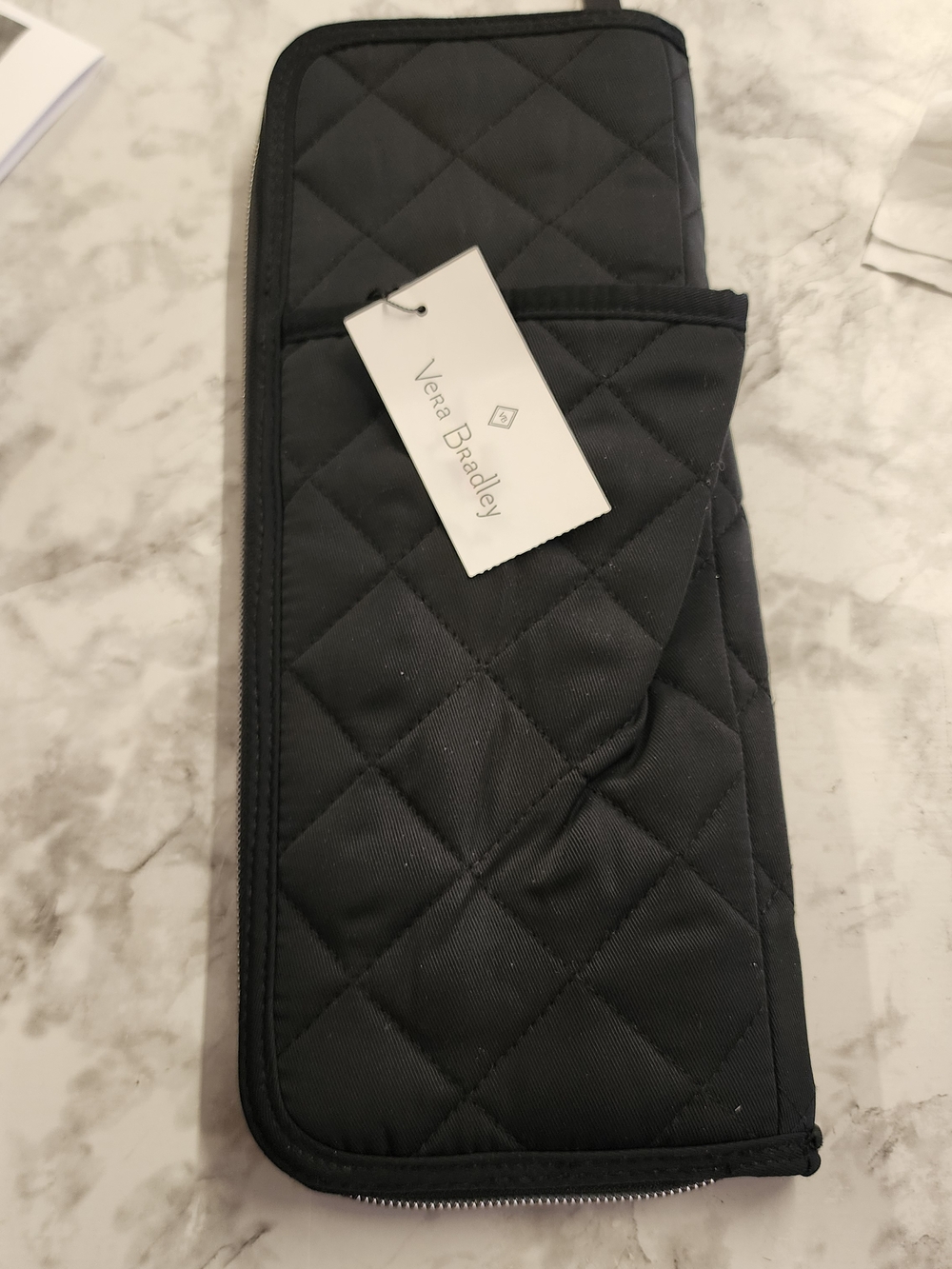 Vera Bradley Quilted Black Travel Wallet For Flat/Curlung Iron